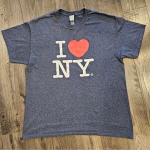 szL Vibrant Blue Red Short Sleeve Tee Iconic I Love New York Graphics Classic